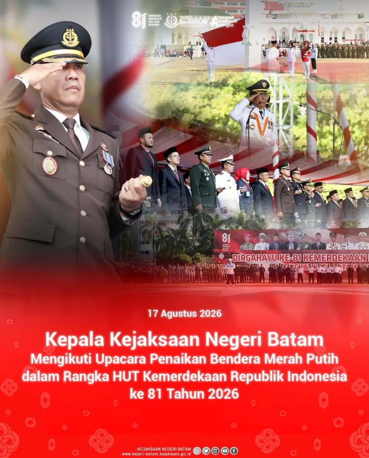 Kejari Batam Hadiri Upacara HUT ke-81 RI di Dataran Engku Puteri