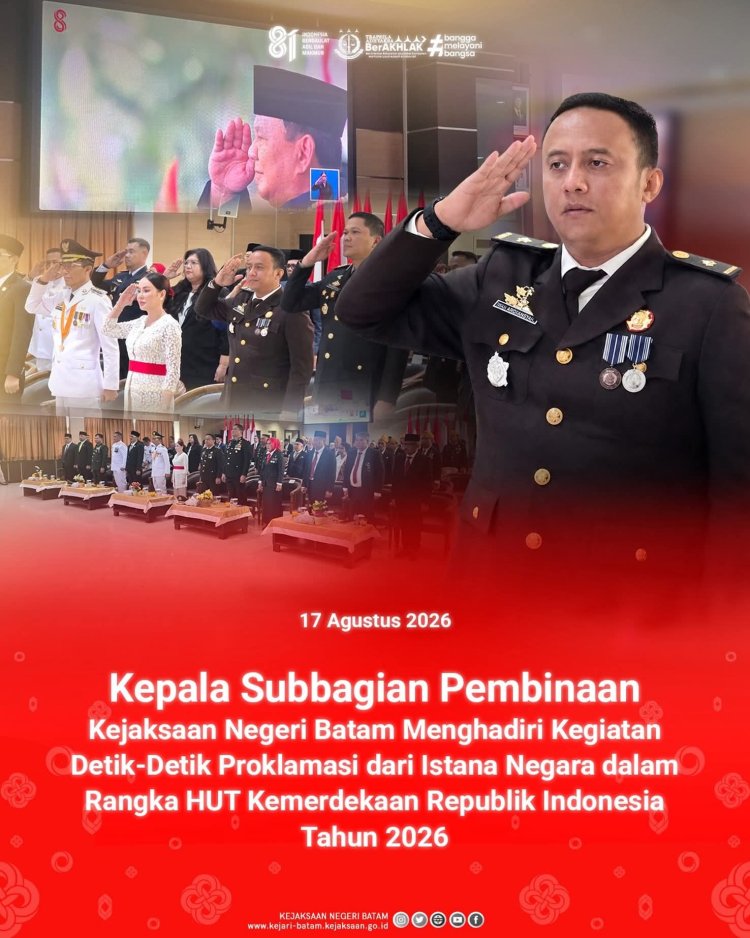 Detik-Detik Proklamasi dari Istana Negara, Kejari Batam Ikuti Upacara HUT RI ke-81 Secara Daring