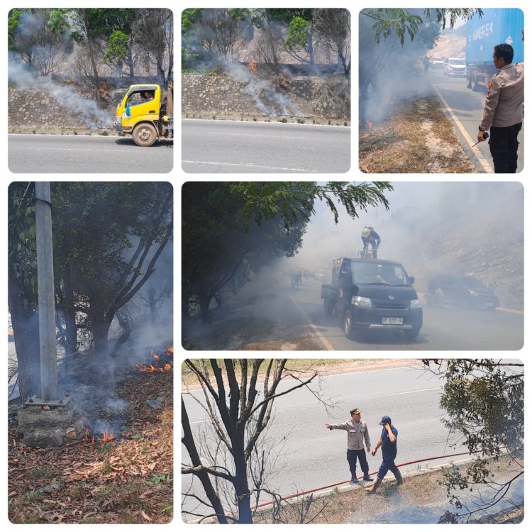 Asap Tebal Ganggu Pengguna Jalan, Polsek Sekupang Gerak Cepat Padamkan Kebakaran di Pulau Jalan