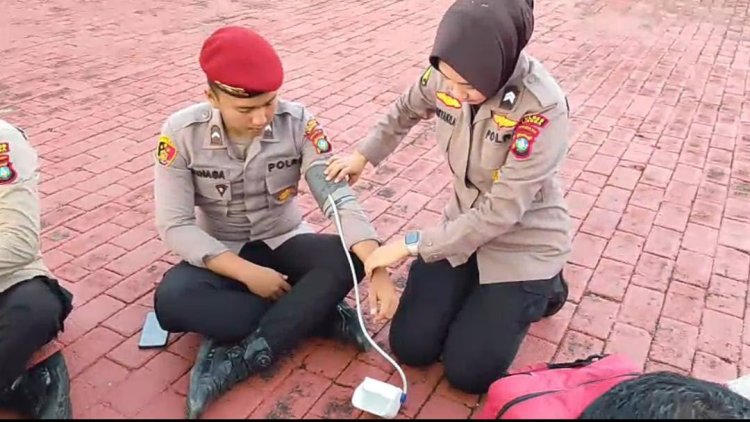 Dokkes Polres Lingga Periksa Kesehatan Personel Jelang Latihan Dalmas