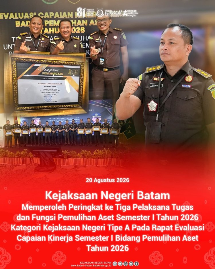 Kejari Batam Ikuti Penutupan Evaluasi Capaian Kinerja Semester I Kejaksaan RI
