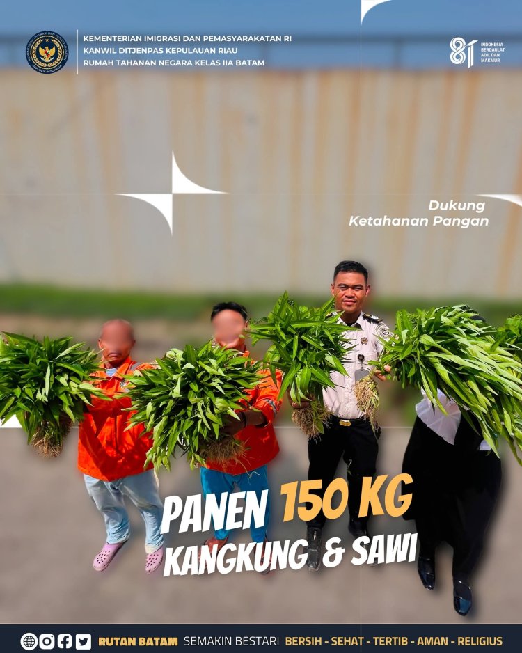Panen 150 Kilogram Kangkung dan Sawi, Rutan Dorong Kemandirian Warga Binaan