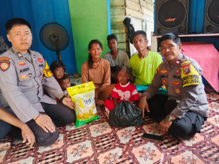 Polsek Daik Lingga Datangi Bocah Korban Luka Bakar di Pulau Lipan, Serahkan Bantuan untuk Keluarga