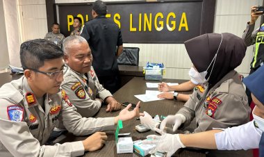 Sambut HUT Lalu Lintas Bhayangkara ke-71, Satlantas Polres Lingga Gelar Bakti Kesehatan untuk Personel