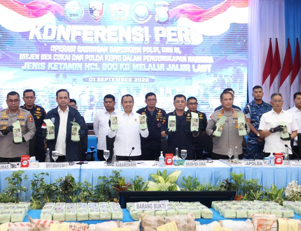 Bareskrim Polri dan Tim Gabungan Bongkar Penyelundupan 800 Kg Ketamin HCL di Perairan Kepri