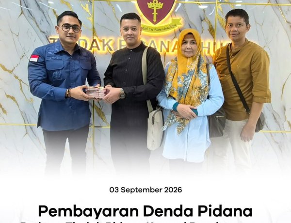 Kejari Batam Terima Pembayaran Denda Rp100 Juta dari Dua Terpidana Korupsi Asuransi Aset PT Persero Batam