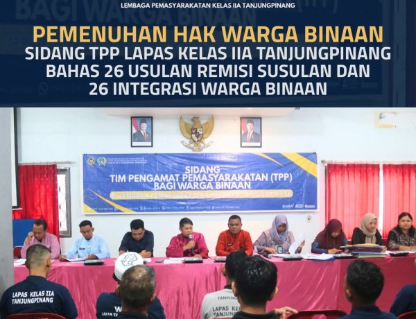 Lapas Tanjungpinang Bahas 52 Usulan Hak Warga Binaan dalam Sidang TPP