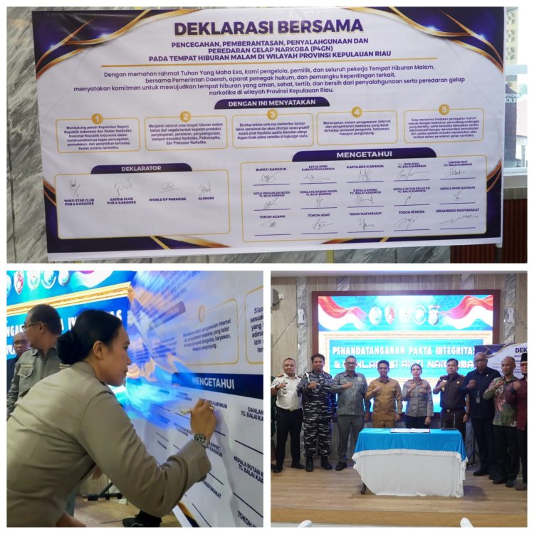 Empat Tempat Hiburan Malam di Karimun Deklarasikan Komitmen Bersama Perangi Narkoba