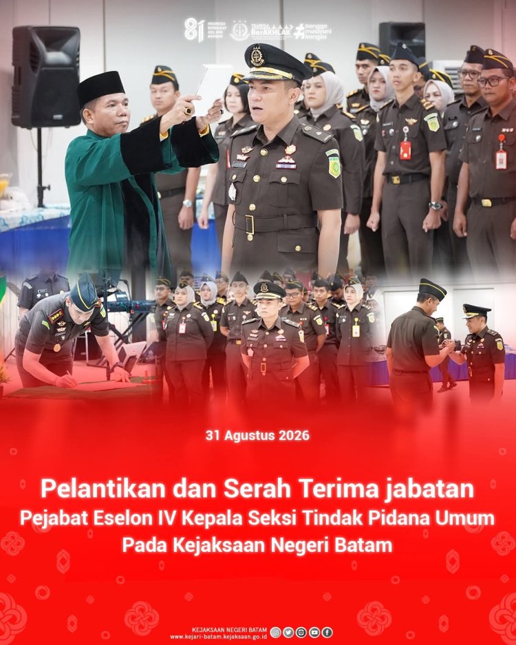 Kajari Batam Lantik Priyuda Adhytia Mukhtar sebagai Kasi Pidum Kejari Batam