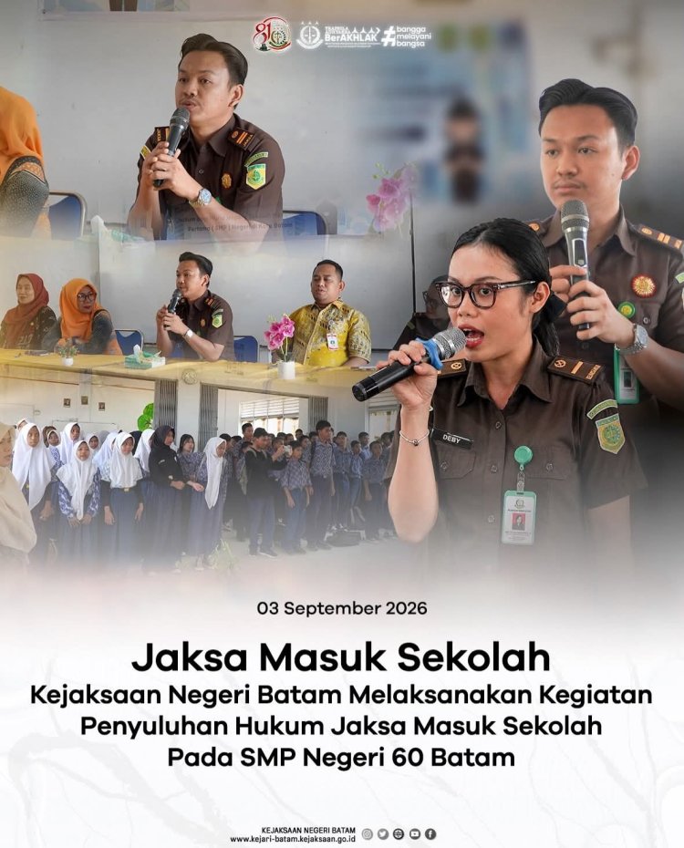 Jaksa Masuk Sekolah di SMPN 60 Batam, Kejari Edukasi Pelajar Kenali Hukum Sejak Dini