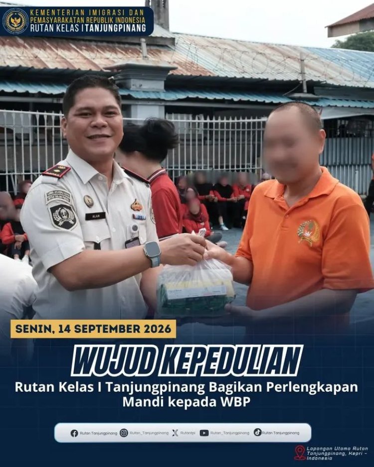 Rutan Tanjungpinang Salurkan Perlengkapan Mandi, Pastikan Kebutuhan Dasar WBP Terpenuhi
