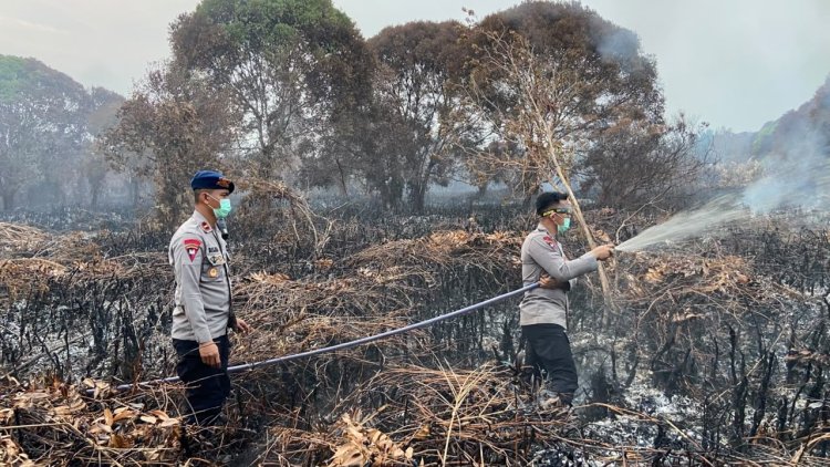 Hari ke-13, Tim Gabungan Terus Berjuang Padamkan Karhutla di Resun Pesisir Lingga