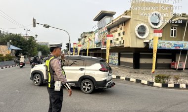 Satlantas Polres Karimun Gelar Strong Point Pagi, Pastikan Arus Lalu Lintas Aman dan Lancar
