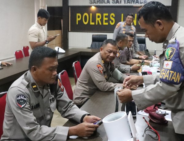 HUT ke-75 Humas Polri, Polres Lingga Gelar Pemeriksaan Kesehatan Personel