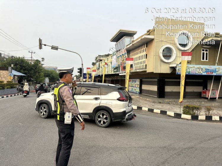 Satlantas Polres Karimun Gelar Strong Point Pagi, Pastikan Arus Lalu Lintas Aman dan Lancar