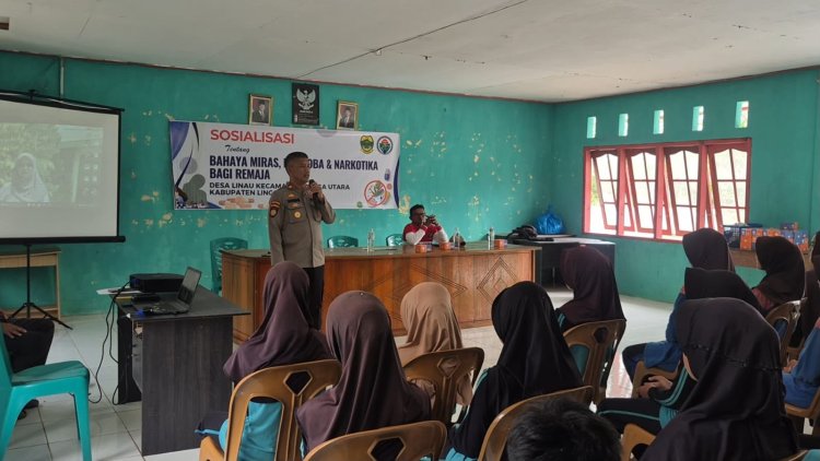 Polsek Daik Lingga Edukasi Pelajar dan Warga Linau tentang Bahaya Narkoba