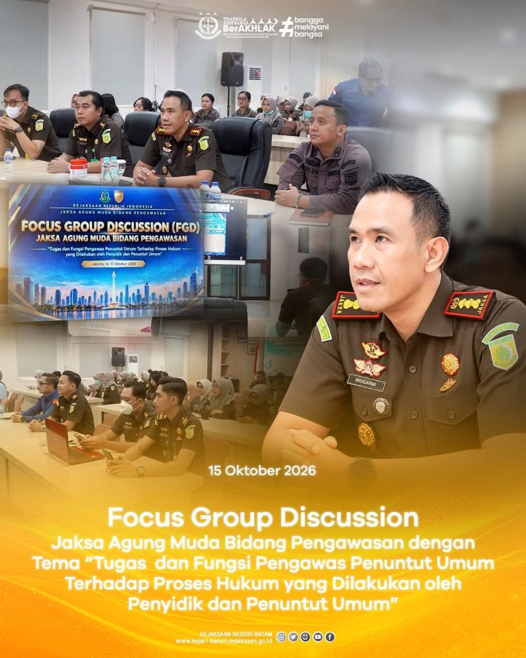 Kejari Batam Ikuti FGD Jamwas, Perkuat Pengawasan terhadap Penyidik dan Penuntut Umum